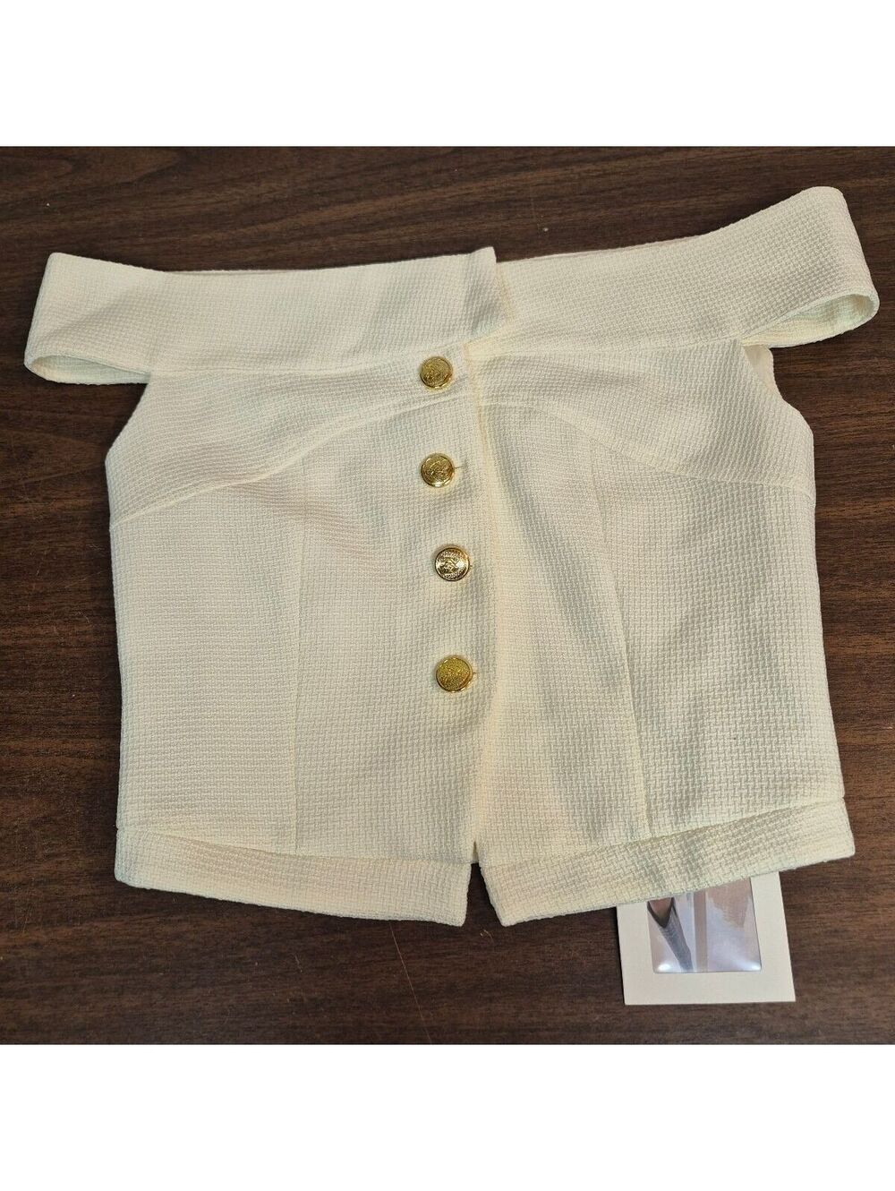 CCHEN Ladycharm Off-Shoulder Cream Button-Up Top Size L
